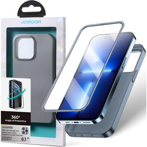 Schutzhülle für iPhone 13, Vorder- und Rückseite + gehärtetes Glas, grau (1/5)
