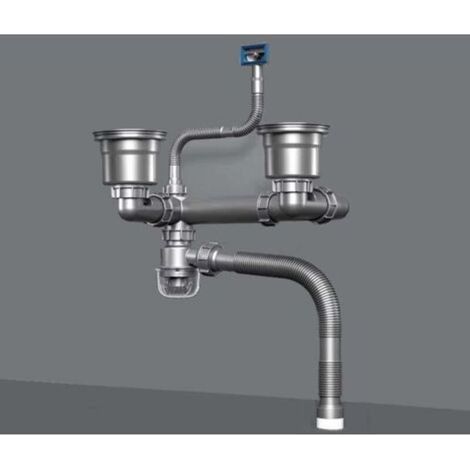 Ecleanfy-Convient aux éviers de cuisine à double bac avec joint anti-odeur, kit de vidange intégré, convient aux éviers à double bac, gain de place (1/5)