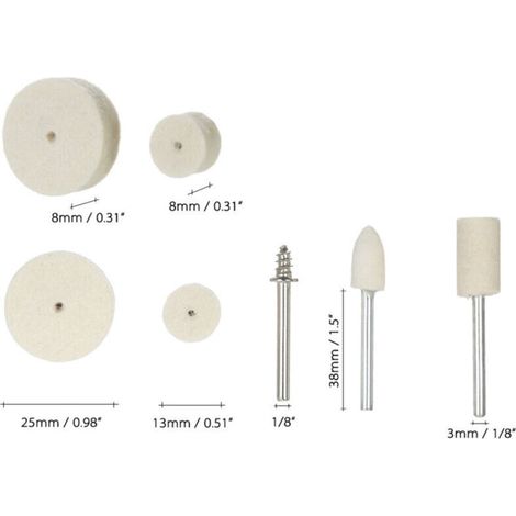 129pcs Accessoires de Roues de Polissage en Feutre en Laine pour Outils - Ing Professionnel pour le Métal et les Bijoux (1/4)