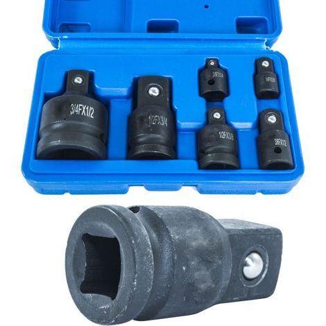 SET ADATTATORI RIDUTTORI 6 PZ IMPATTO BUSSOLE ARIA COMPRESSA UTENSILI AD ARIA
