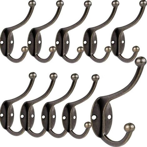 Lot de 10 patères murales vintage en bronze, style ancien, pour porte de salle de bain (1/5)