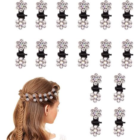 16 Stück Mini Klaue Strass Haarspangen Damen Mädchen Kinder Haarclips Glitzer Zähne Clips für Hochzeit Tanzparty, Weiß (1/5)