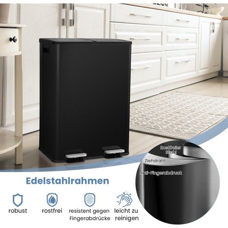 Kuchen mulleimer mit zwei fachern 60 l soft close schwarz