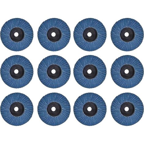 Pack of 12 Flap Discs 75 mm 120 Grit Metal Steel Wood Blue (1/5)