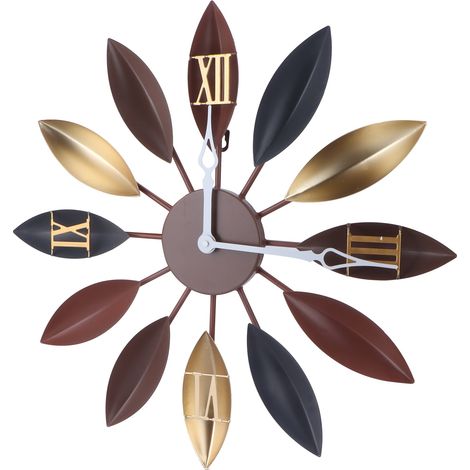 Horloge murale en forme de feuille, design non-adhésif, déco salon, cuisine, bar, café, maison, moderne, silencieuse, 7725-5801 (1/5)