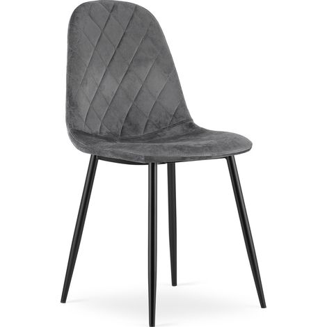 Sedia Asti in velluto grigio scuro con gambe in metallo (1/5)