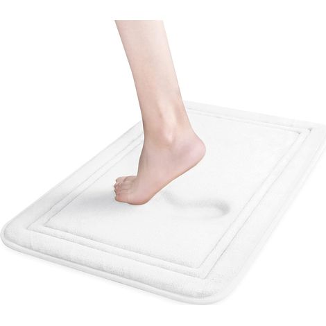Tapis de bain, tapis de bain en mousse à mémoire de forme, tapis de bain absorbant, blanc, 40 x 60 cm (1/5)