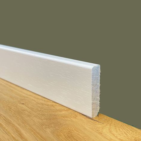 96ml di BATTISCOPA Quadro BASSO laccato bianco in legno MASSELLO 40X10 (1/2)
