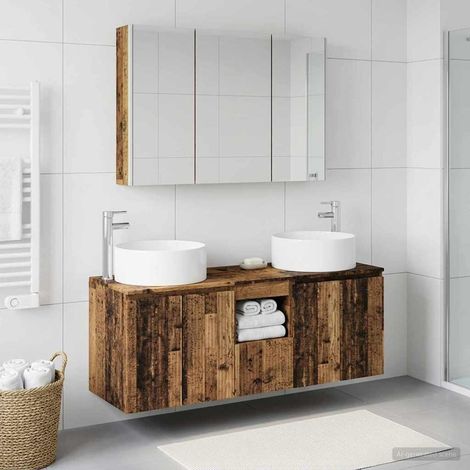 vidaXL Bathroom Cabinet Set 4 pcs Old Wood Engineered Wood (1/5)