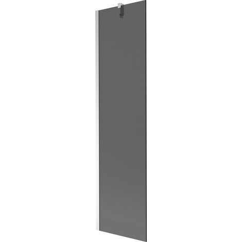 Mampara de Bañera 1 hoja Vidrio ahumado, 50x150 cm, Perfil cromo