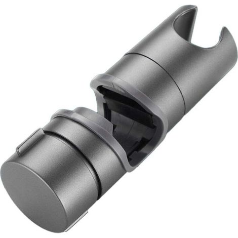 Universal adjustable shower head holder for shower rails with an outside diameter of 20 to 25 mm, sliding fixing with 360° rotation, for bathroom (grey). (1/5)