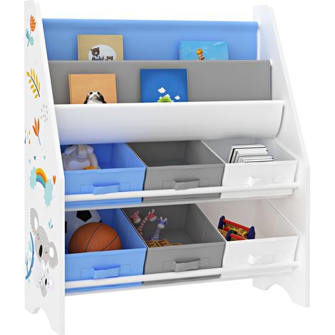 Ponteceso scaffale portaoggetti per bambini con 6 contenitori a giorno bianco/grigio/blu 030006990