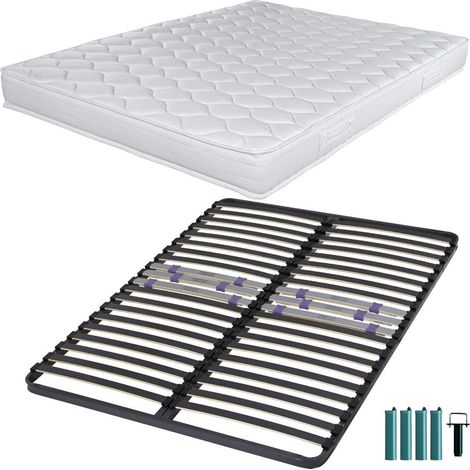 Matelas mousse + Sommier C223 140x190 Montana - Hauteur 18 cm - Soutien équilibré (1/5)