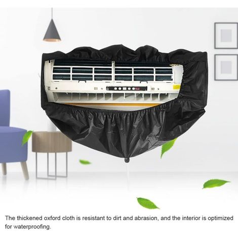 Housse de Nettoyage pour Climatisation Divisée avec Tuyau D'eau de 2.5 M et Sortie de Vidange, Plaques de Support à Deux Côtés, Panneaux étanches, Climatiseur Mural, Noir