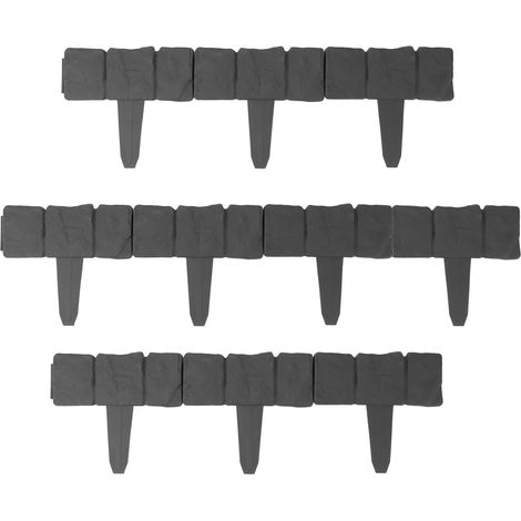 10 pièces bordure de jardin imitation pierre pour massifs de fleurs et pelouse (1/5)