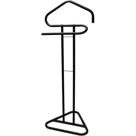 Indossatore da camera servomuto appendiabiti da terra 110cm con 2 posti nero per cravatta pantaloni giacche per camera da letto in metallo