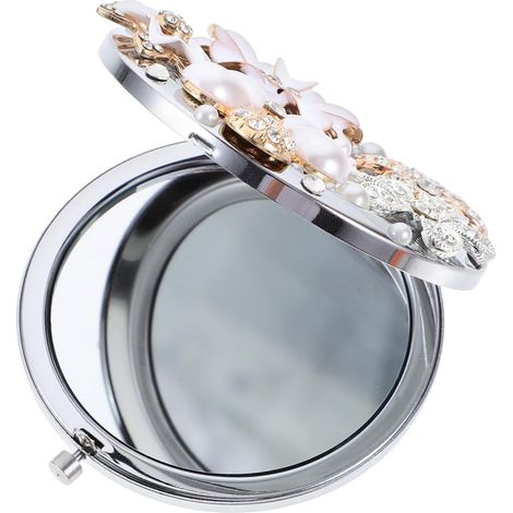 Mini Miroir Pliable en Verre Grossissement, Miroir à Fleurs Marguerite Compact Portable pour Maquillage Et Voyage