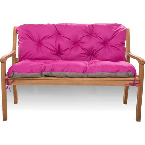 Coussin pour banc de Jardin 100 x 50 x 40cm, Coussin pour banc extérieur, Rose, SETGARDEN