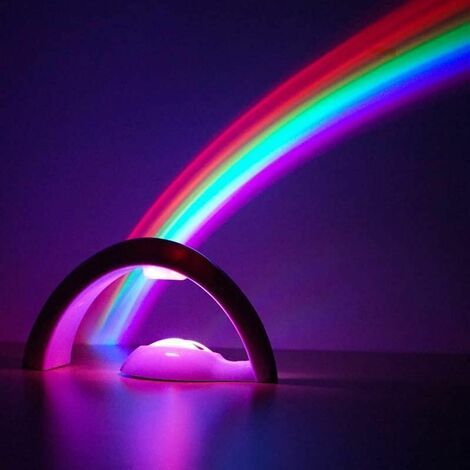 Néon LED Rainbow Led Lights - Lampe de projecteur arc-en-ciel Rainbow Maker avec 5 ampoules LED, projecteur de veilleuse arc-en-ciel arc-en-ciel pour chambre à coucher et cadeau pour en (1/5)