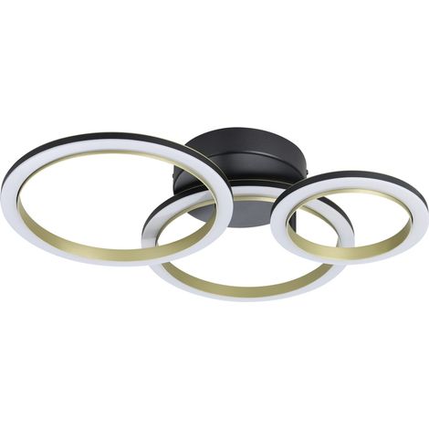 Éclairage de plafond intelligent Calliera 49cm - noir avec or - rond - 901792