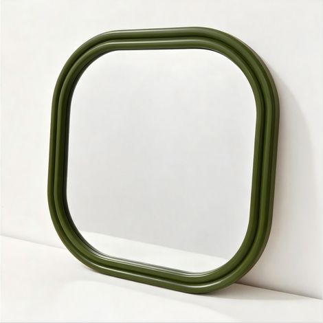 sweeek - Miroir carré décor bois 60cm kaki - Nex (1/5)