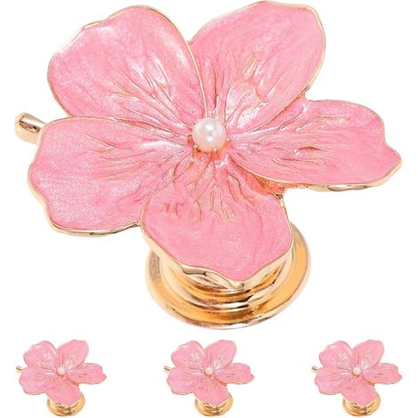 Poignées et boutons en forme de fleur rose, 4 ergonomiques (1/5)