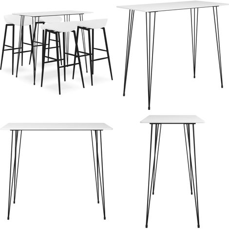 5-tlg. Bar-Set Weiß - Barhocker - Bartisch (1/5)