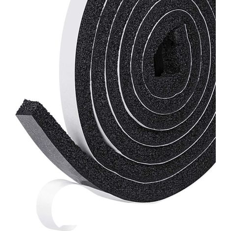 Joint Adhésif pour Isolation Porte Garage Fenêtre, Joint en mousse Caoutchouc Multiusage, 2 rouleau X 12mm X 12mm X 2m, Joint Antichoc Coupe Vent Calfeutrage, Protection Meuble entre Mur, Noi (1/5)