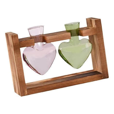 W Jarrn Hidropnico Con Soporte De Madera Para Mesa Ros (1/5)