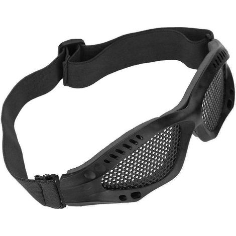 Lunettes de protection oculaire en maille métallique pour le jeu CS avec sangle réglable (noir)