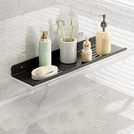 Étagère de Rangement sans Perçage 40cm, Étagère de rangement pour robinet, support mural salle de bain, rangement lavabo à une couche (1/4)