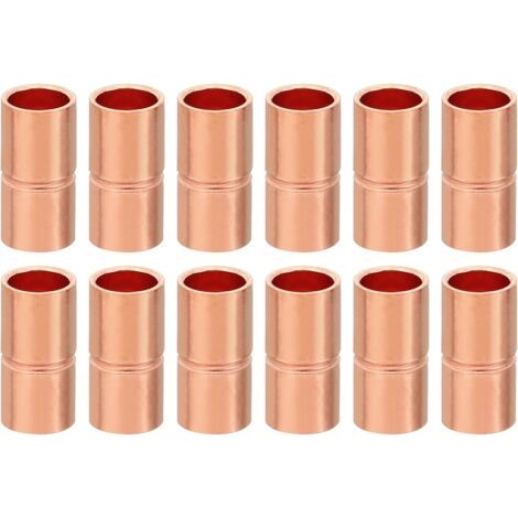QORVA-12pcs Manchons à Souder en Cuivre, 6.35mm Raccords de Couplage Tuyau, Raccord de Tuyauterie Droit pour Raccordements Plomberie HVAC Climatisation Chauffage Réseaux, Épaisseur 0.8mm
