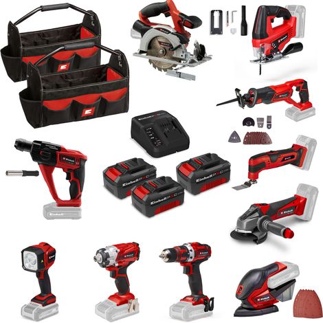 Einhell Pack de 10 outils PXC (18V) Livré avec 3 Batteries 4,0Ah, Chargeur et 2 Sacs (1/5)
