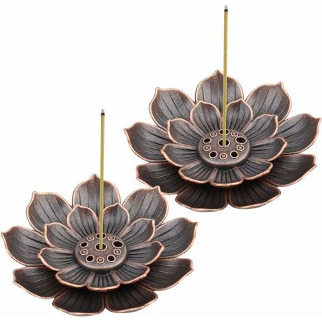 2-piece brass incense holder, Lotus incense holder, incense burner, 6-hole incense holder (incense sticks not included) (1/5)