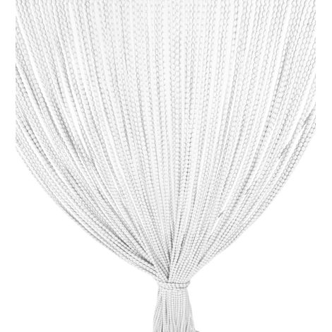 TENDA Mariel © SOFFICE a PERLINE in Stoffa Morbida Anti insetti antirumore a Fili BIANCO GHIACCIO Cm. 100x220