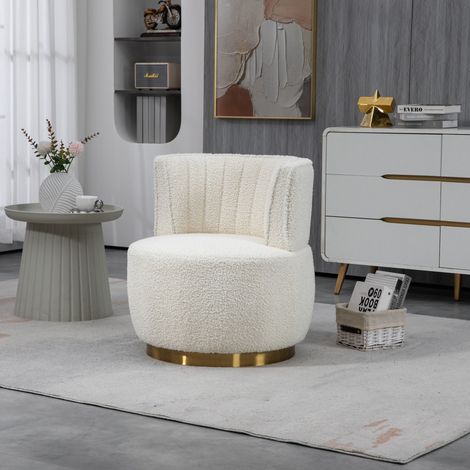 Fauteuil pivotant 360° teddy blanc ergonomique OKMYHOME (1/5)