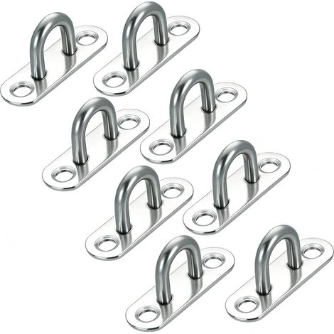 8 Pcs Pontet Inox, M6 Plaque à Oeillets en Acier Inoxydable, Plaque à œil en Acier Inox, Crochets de Plafond Support Murale pour Suspension Fixation de Balançoire Chaise Hamac de Yoga
