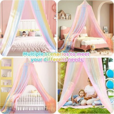 Moustiquaire Lit - Polyester Lavable - Pour Lit Simple Et Lit Double - Idéale Enfant Chambre Ou Voyage - 1 Pièce (1/5)