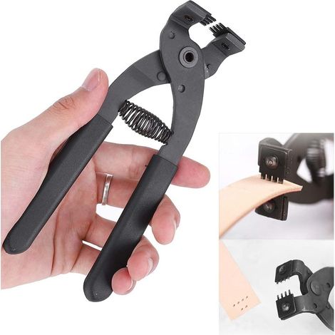Perforatrice pour cuir 4 mm 4 dents (4 dents) Pince silencieuse portative en acier au carbone de 6,7 pouces Outil de perforation pour travaux manuels en cuir Perforatrice pour coutures en cuir (1/5)