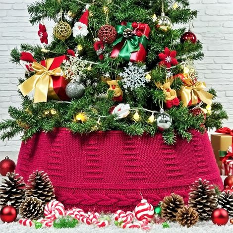 Jupe de sapin de Noël, housse de base de support de sapin de Noël pliable en tricot, adaptée aux arbres artificiels, tapis de sapin de Noël (1/4)