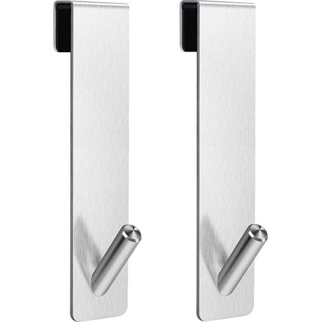Lot de 2 crochets pour porte de douche – Crochets porte-serviettes en diamant, crochets pour porte de douche en verre sans cadre argenté (7 pouces) (1/4)
