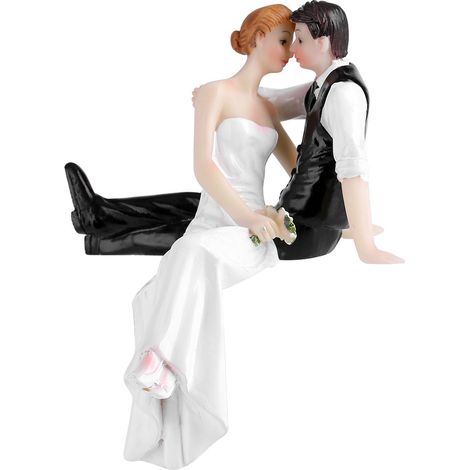 Couple de mariés en résine pour gâteau de mariage, figurine drôle de mariée et marié, décoration humoristique (1/5)