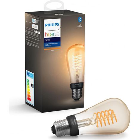 Philips Hue Bombilla inteligente Philips Hue filamento Edison 7.2W ST64 2100K 550lm E27 (1/4)