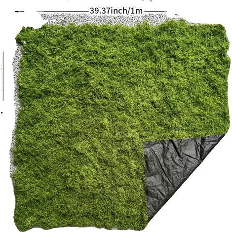 Alfombra de musgo artificial, decoración para jardines, material duradero, verde oscuro. (1/2)
