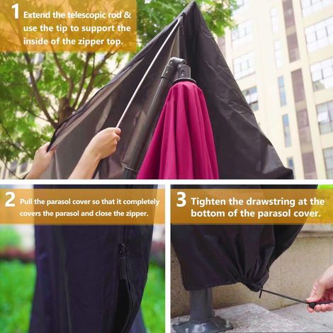 Housse De Protection Parasols - 600d Oxford Imperméable Couverture - Résistant À UV Intempéries Avec Sac De Rangement (1/5)