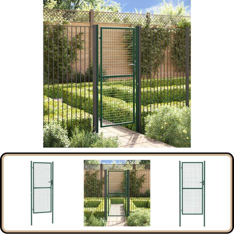Portail de clôture acier 100x200 cm vert - Portail De Cloture - Portail Jardin - Portail Acier - Portail Vert - Porte De Jardin