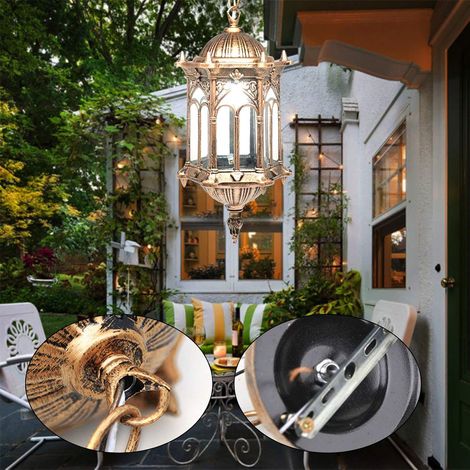 Lustre antique isolé lampe extérieure Vintage abat - jour en verre décoratif lustre terrasse jardin, Cour, balcon, Villa. Couleur bronze (sans ampoule) (1/5)