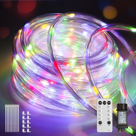 Tube lumineux à LED Extérieur, leds Tubes Lumière Lumineux Etanche Intérieure IP67 Guirlande LED Bande lumineuse pour jardin,fête,Noël,Clôture,Cour,Décoration éclairage (Multicolore, 10M + 5M) (1/5)