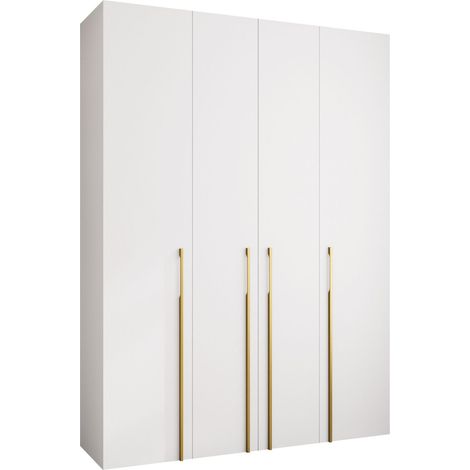 Armario Hartford 570, Blanco, 246x180x42cm, Puertas de armario: Con bisagras, Número de estantes: 12 (1/5)