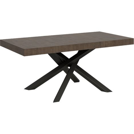Table à manger design marron et pieds entrelacés anthracite 160 cm Artemis (1/5)